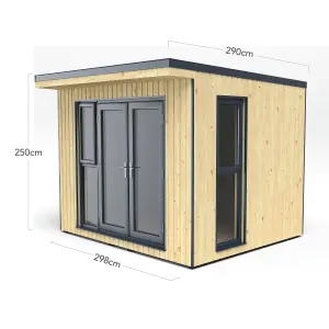 Forest Garden Xtend+ 10x9 ft with Double door & 2 windows Pent Garden office