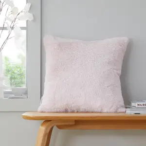 Catherine Lansfield Cosy Glamour Fur 45x45 cm Cushion Blush Pink