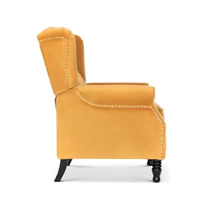 Velvet Gold Marianna Manual Recliner Wingback Chair