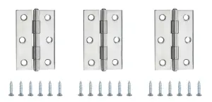 Stainless steel Butt Door hinge N169 (L)75mm (W)75mm, Pack of 3