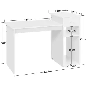 Yaheetech White Computer Desk with Drawer & Shelves