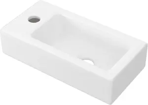 Small Wall Mount Wash Hand Basin Rectangle, Left Hand