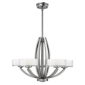 Elstead Meridian 5 Light Multi Arm Chandelier Brushed Nickel Finish, G9