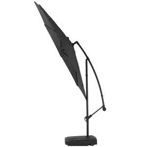 3M Outdoor Black Cantilever Crank Tilt Swivel Banana Umbrella Sunshade with 60L Fillable Base