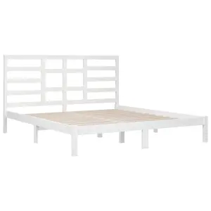 Berkfield Bed Frame White Solid Wood 180x200 cm 6FT Super King