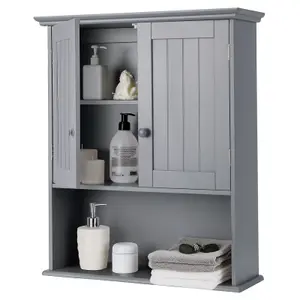 Costway Bathroom Storage Cabinet Wall Mounted Vanity Storage Cupboard w/ Adjustable Shelf