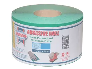 Faithfull Aluminium Oxide Sanding Paper Roll Green 115mm x 50m 80G FAIAR11580G