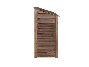 Slatted wooden log store with door W-119cm, H-180cm, D-88cm - brown finish