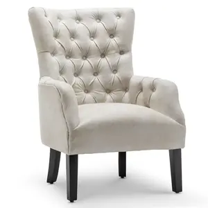 Faux Leather Suede Cream Gabriella Accent Chair