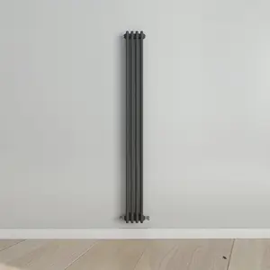 Vertical Anthracite Triple Column Radiator (H) 1800mm x (W) 200mm, 3426 BTU.