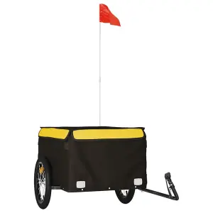 vidaXL Bike Trailer Black and Yellow 45 kg Iron