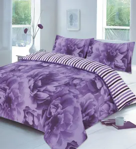 Roses Lilac Duvet Cover Set, Size Double