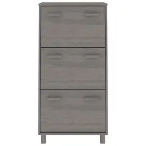 Berkfield Shoe Cabinet Light Grey 59.5x35x117 cm Solid Wood Pine