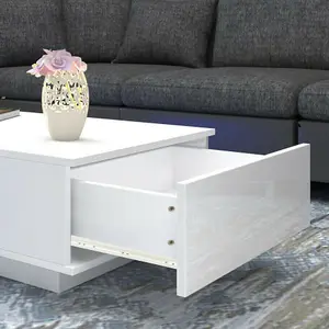 White High Gloss Coffee Table with LED lights