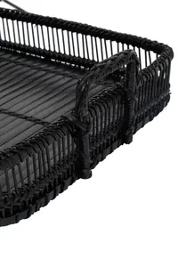 Interiors by Premier Rustc Rectangular Black Rattan And Bamboo Tray