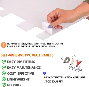 3D Wall Panels Self Adhesive - Pack of 6 Sheets -Covering 29.76 sqft/2.76 sqm - Easy Peel & Stick Natural Grey Rock Stone Design