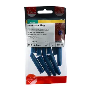 Timco - Plastic Plugs - Blue (Size 48mm - 10 Pieces)