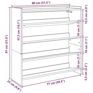 Berkfield Shoe Rack Black 80x25x81 cm Engineered Wood