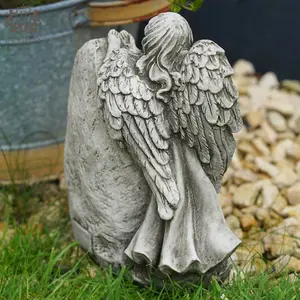 In Loving Memory Angel Stone Statue Outdoor Garden Cherub Memorial British Made Ornament