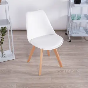 Nero Upholstered Dining Chair (Set of 2) White / Beech