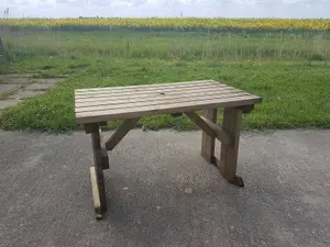 Hollies wooden garden table, outdoor pinic dining desk(8ft, Rustic brown finish)