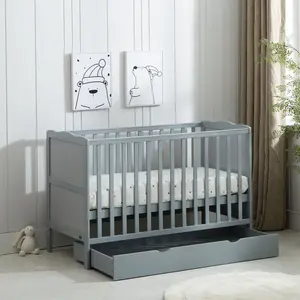 Draper Cot Bed with Mattress Grey