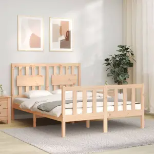 Berkfield Bed Frame with Headboard Small Double Solid Wood