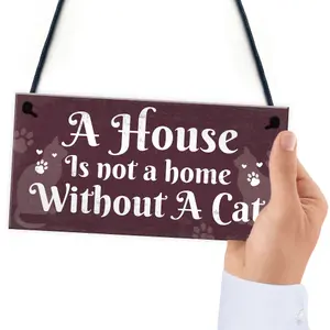 Red Ocean Funny Cat Quote Signs For Home Hanging Plaque Shabby Chic Cat House Friendship Gift