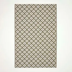 Homescapes May Geometric Olive Green Outdoor Rug, 150 x 240 cm