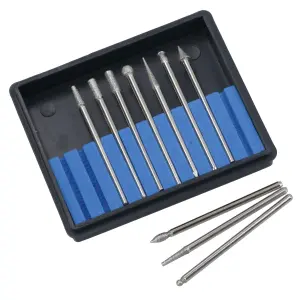 10pc Diamond Burr Engraver Engraving Set Rotary Tool 150 grit 2.35mm Shank