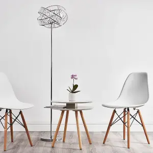 ValueLights Hudson Polished Chrome Clear Acrylic Jewel Intertwined Ring Design Floor Lamp