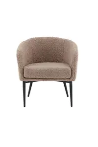 Fluffy Brown Boucle Upholstery  Armchair, Brown