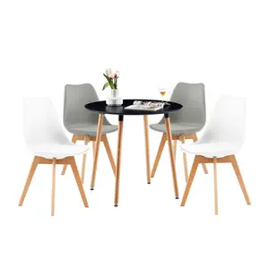 Dex 4 - Person Dining Set Black / White/Grey