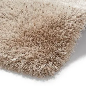 Hand tufted Solid Beige Plain Shaggy Rug-120cm X 170cm