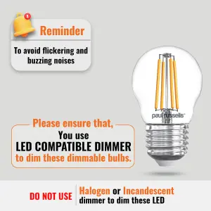 paul russells LED Filament Dimmable Golf Bulb, ES E27, 4.5W 470 Lumens, 40w Equivalent, 2700K Warm White