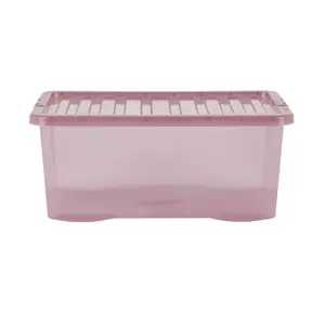 Wham 5 Piece Multisize Crystal Stackable Plastic Storage Box & Lid Set Tint Dusky Orchid