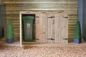 Wheelie Triple Bin Store - L80.4 x W214.2 x H120 cm - Timber - Fits 3 x 240L Wheelie Bins