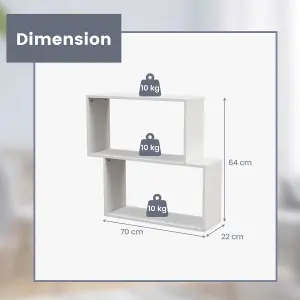 Costway 2-tier Bookcase Wood Bookshelf S Shaped Storage Cube Display Rack Freestanding