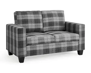 Dakota Grey Tartan  Sofa 2 Seater Cushioned Settee Modern Living Home Couch Sofa in A Box