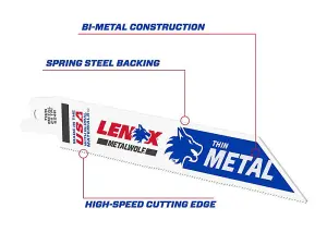 Lenox MetalWolf Wave Edge Reciprocating Saw Blade 152 x 19 x 0.9mm 24 TPI Pack 5