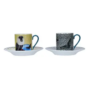 Mikasa x Sarah Arnett Set of 2 85ml Espresso Cups & Saucers