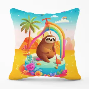 Sloth On A Beach Holiday Cushions 45cm x 45cm