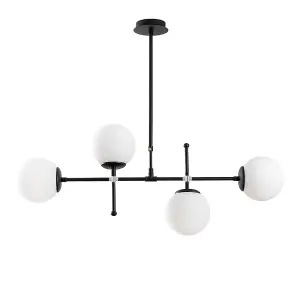 Luminosa Model 30 Deco 4-Light Globe Black Pendant Lamp Linear Adjsutable Height