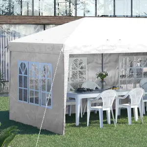 Outsunny 3 x 6m Heavy Duty Gazebo Marquee Party Tent with Storage Bag White