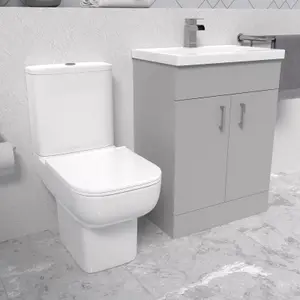 Nes Home Grey Basin Vanity and Close Coupled Toilet