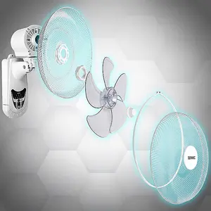 Duronic FN55 WE Wall Mounted Fan, Oscillating/Rotating 16 Inch Head, 60W Power - 3 Speeds, Timer Function, Remote Control (white)