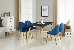 Set of 6 Lucia Velvet Dining Chairs Upholstered Dining Room Chairs, Blue