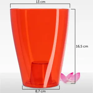 Plant Orchid Pot Plastic  Gloss Oval Planter 12 cm Red Square