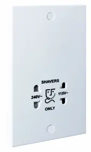 BG Double Raised square Screwed Shaver socket Gloss White