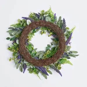 Artificial Door Wall Lavender Wreath Home Decor, Purple- One Size